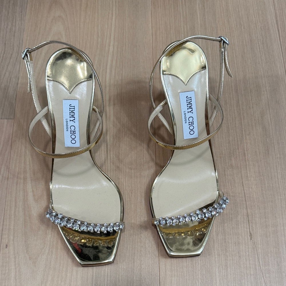 Jimmy Choo Gold Strappy Women's Heels  Meira 85 11